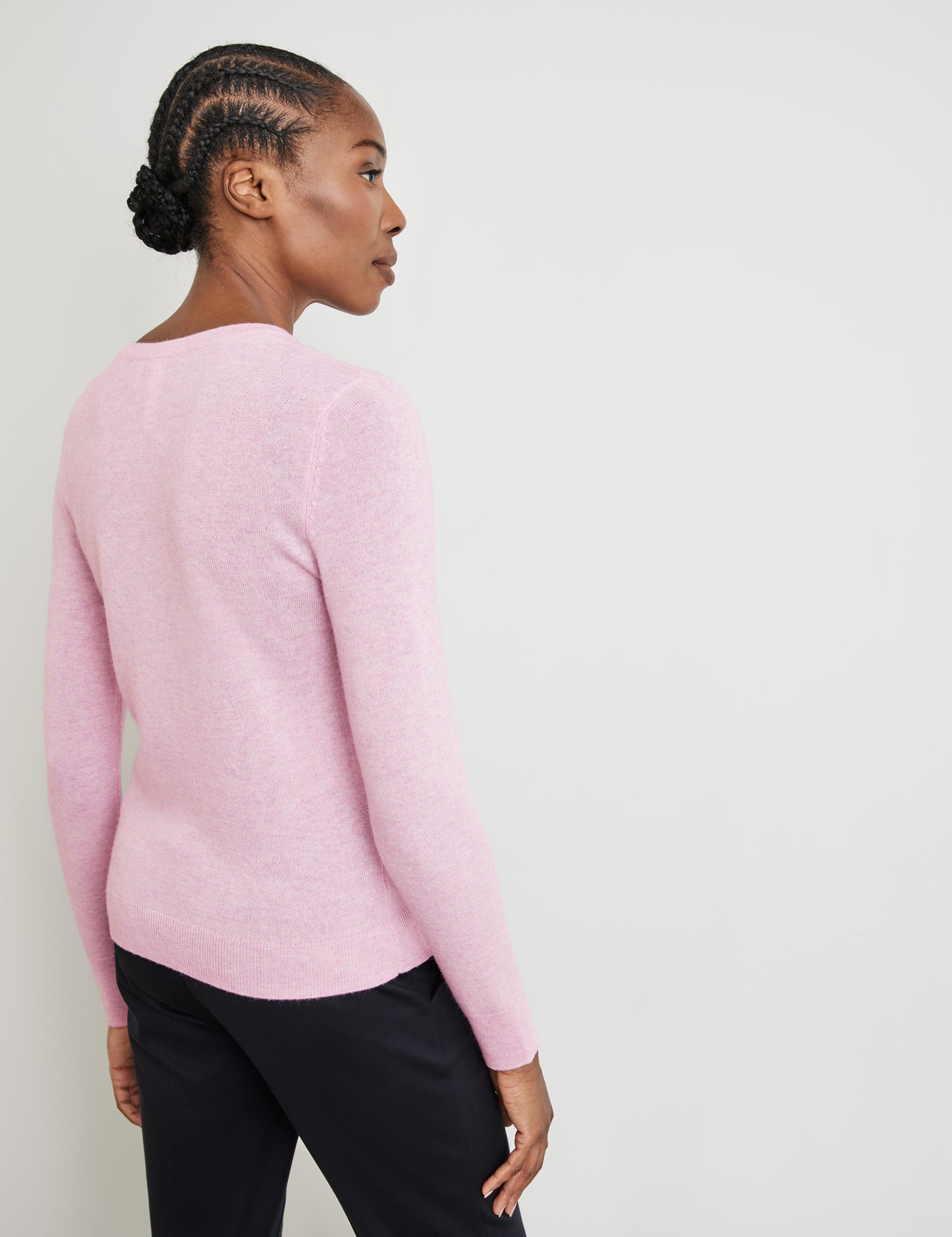 Langarmpullover mit Längsbiese und Kaschmiranteil
