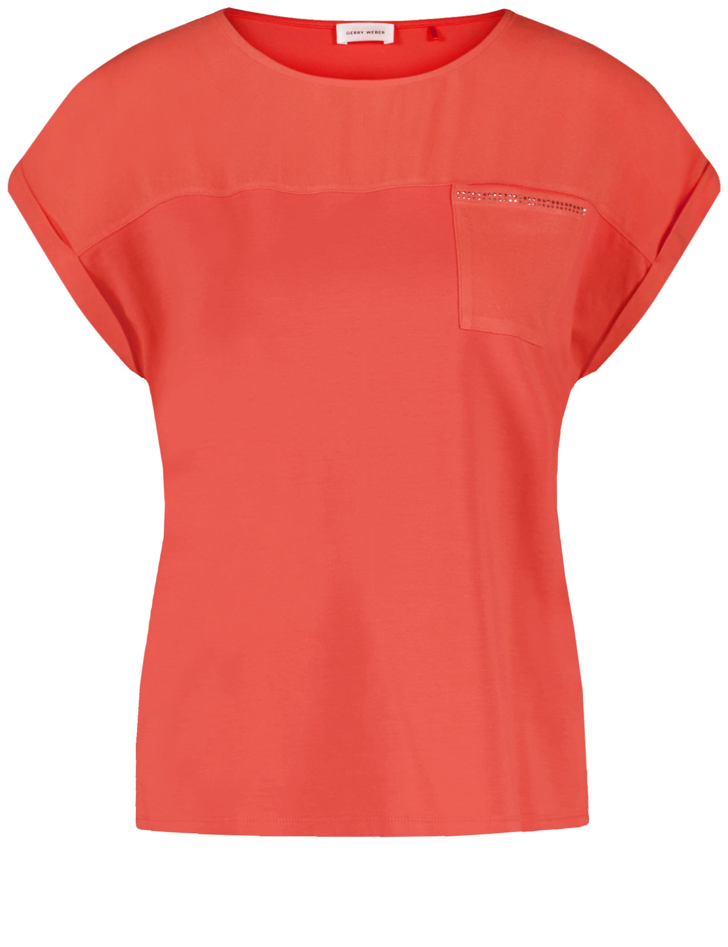 Kurzarmshirt mit Material-Patch und Ziersteinchen