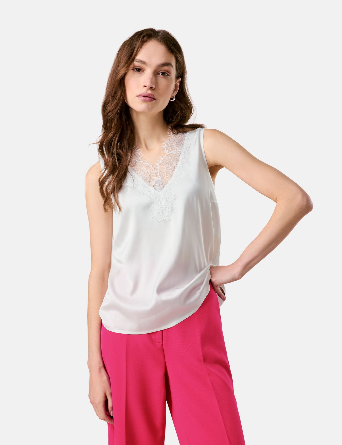 Satin-Top mit Spitze
