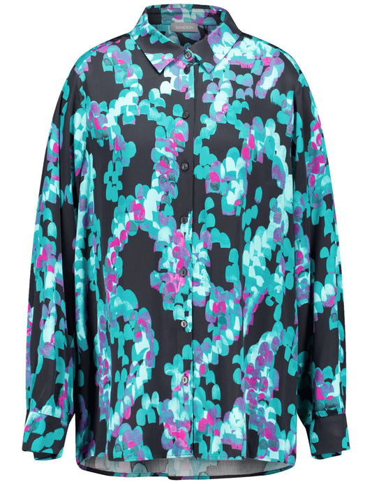 Lange Hemdbluse mit Allover-Print
