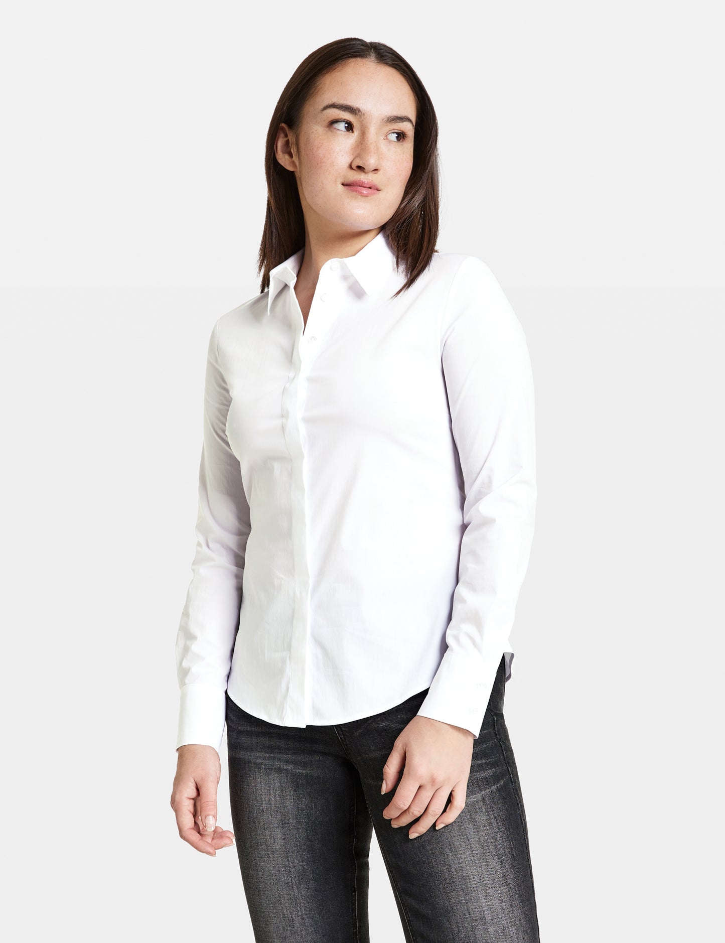 Klassische Baumwollbluse mit Stretchkomfort