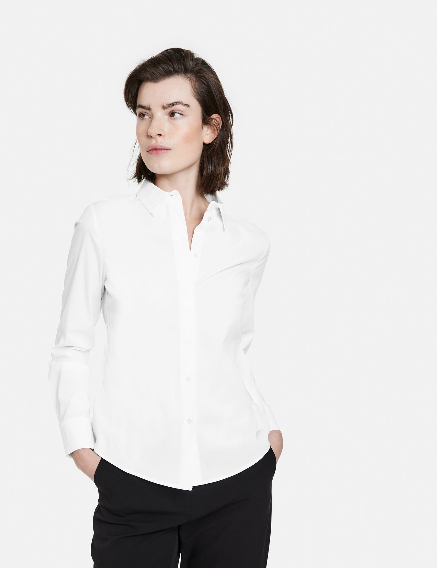 Klassische Hemdbluse aus Baumwoll-Stretch