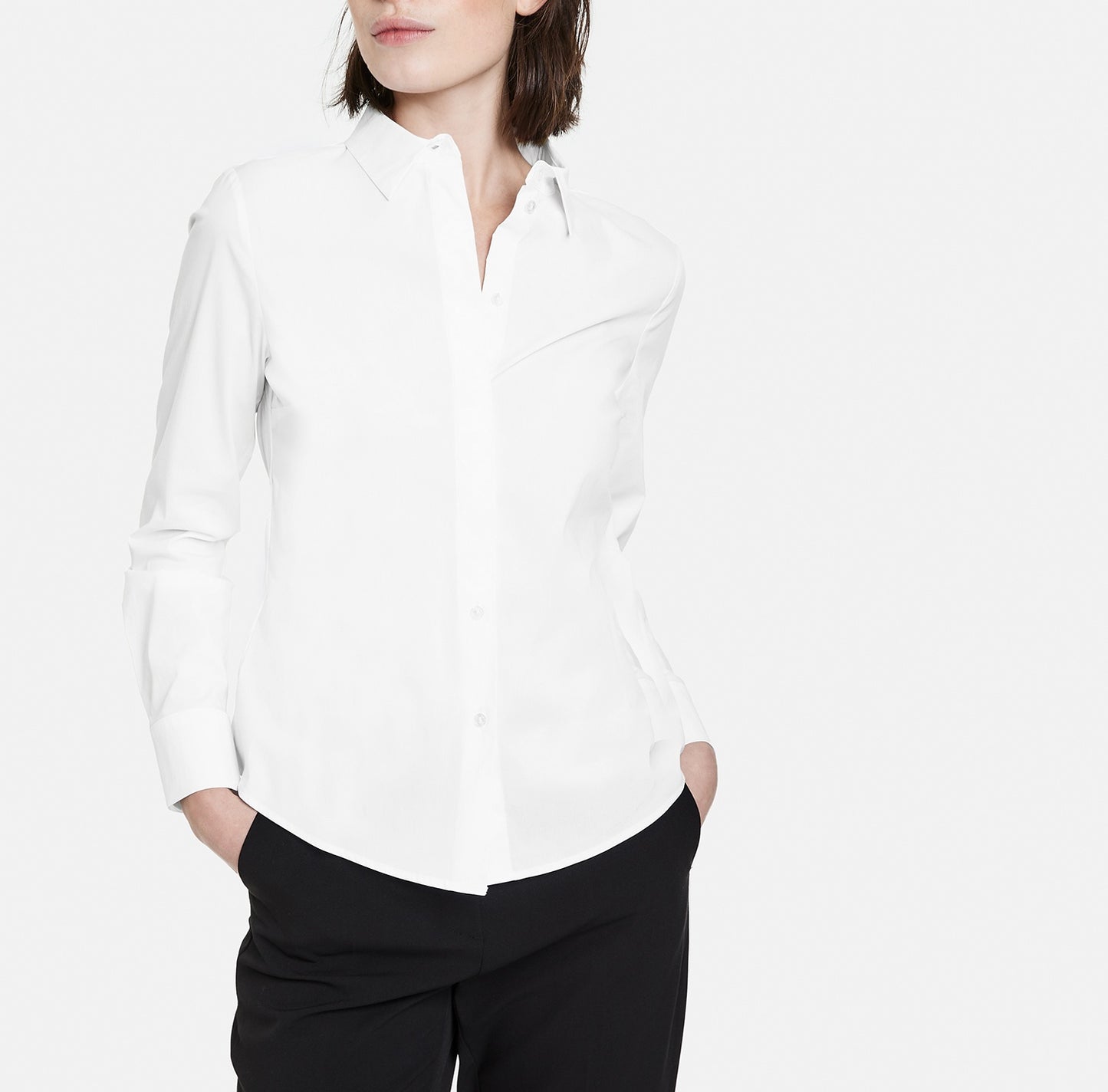 Klassische Hemdbluse aus Baumwoll-Stretch