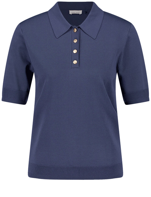 Kurzarmpullover im Polo-Look