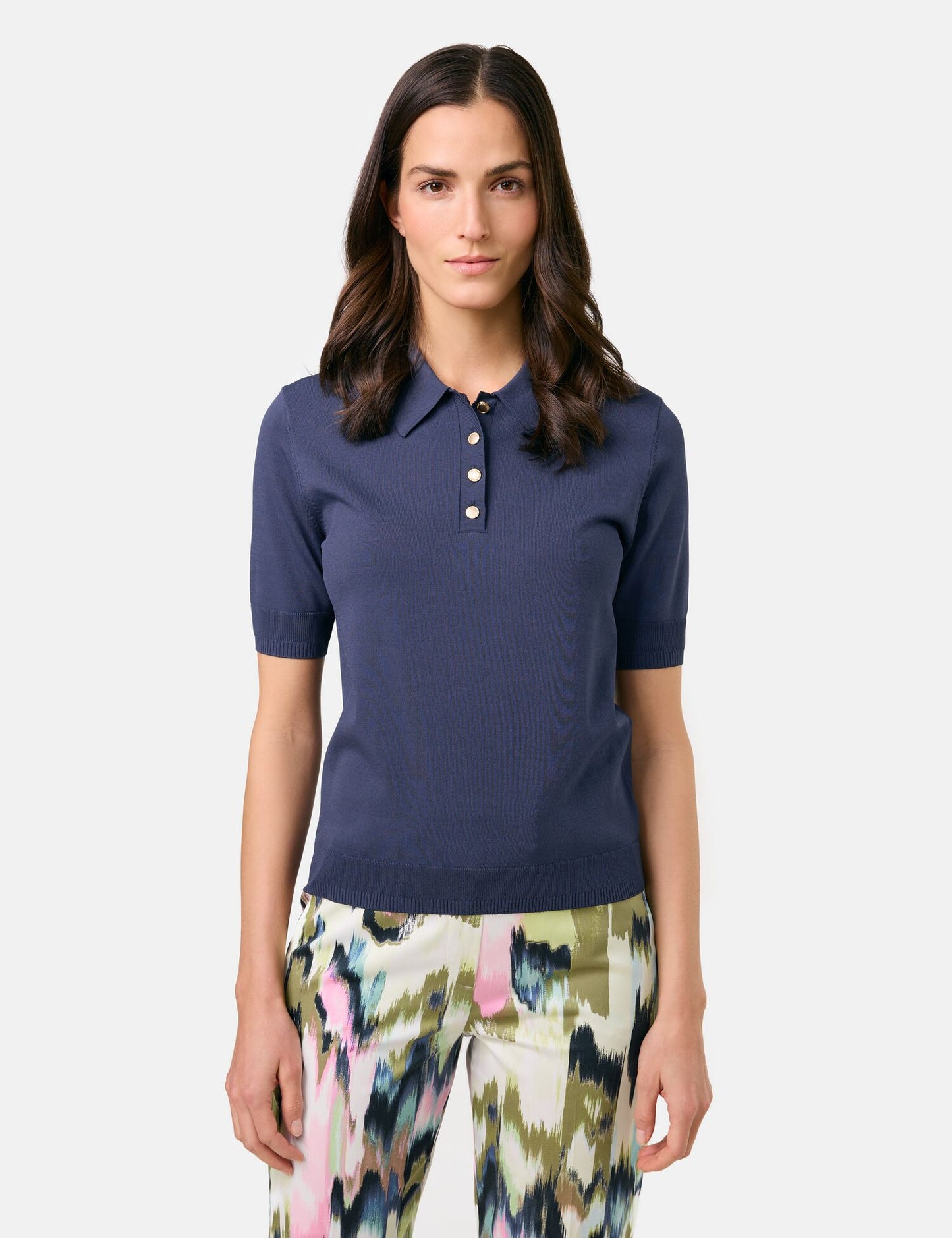 Kurzarmpullover im Polo-Look
