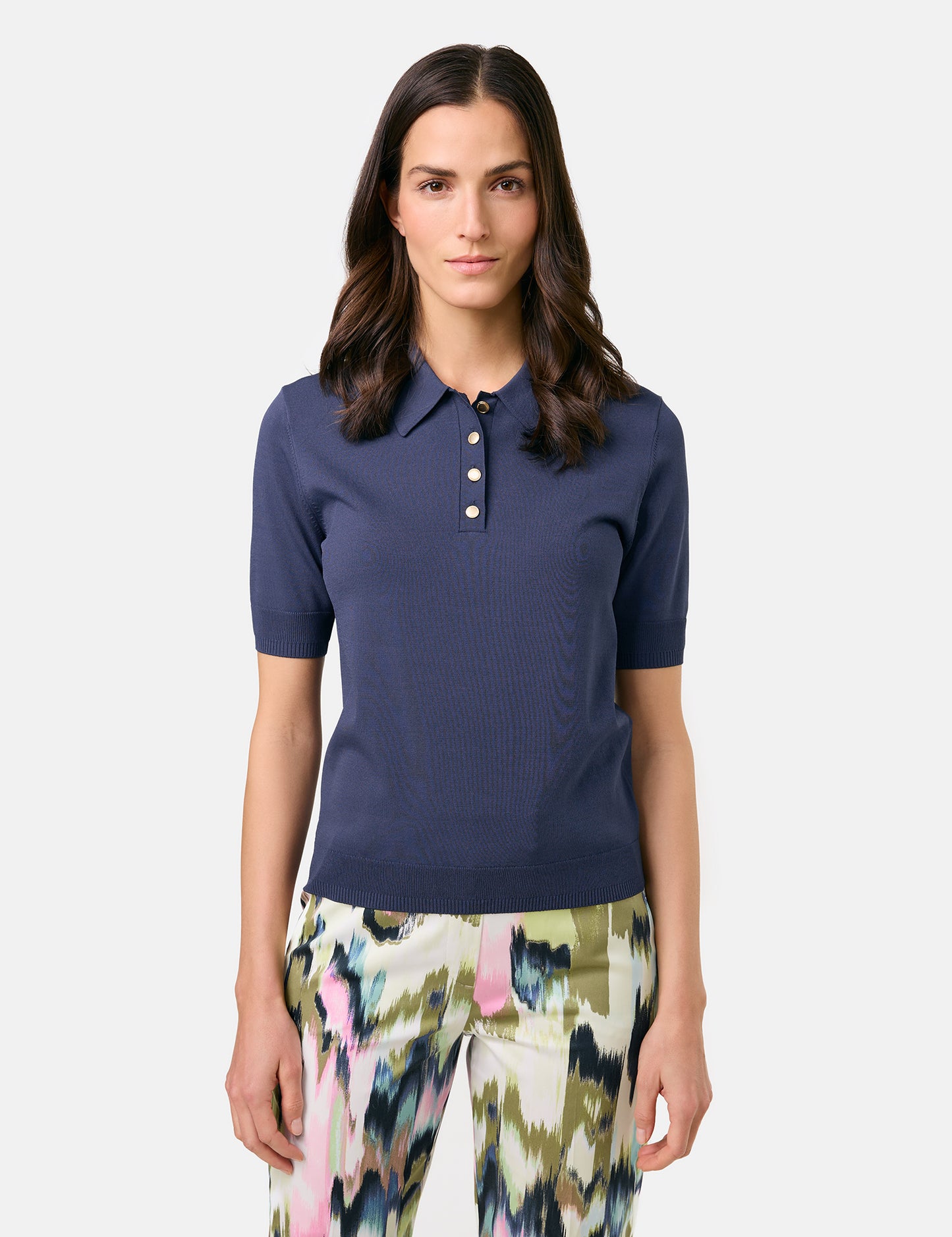 Kurzarmpullover im Polo-Look
