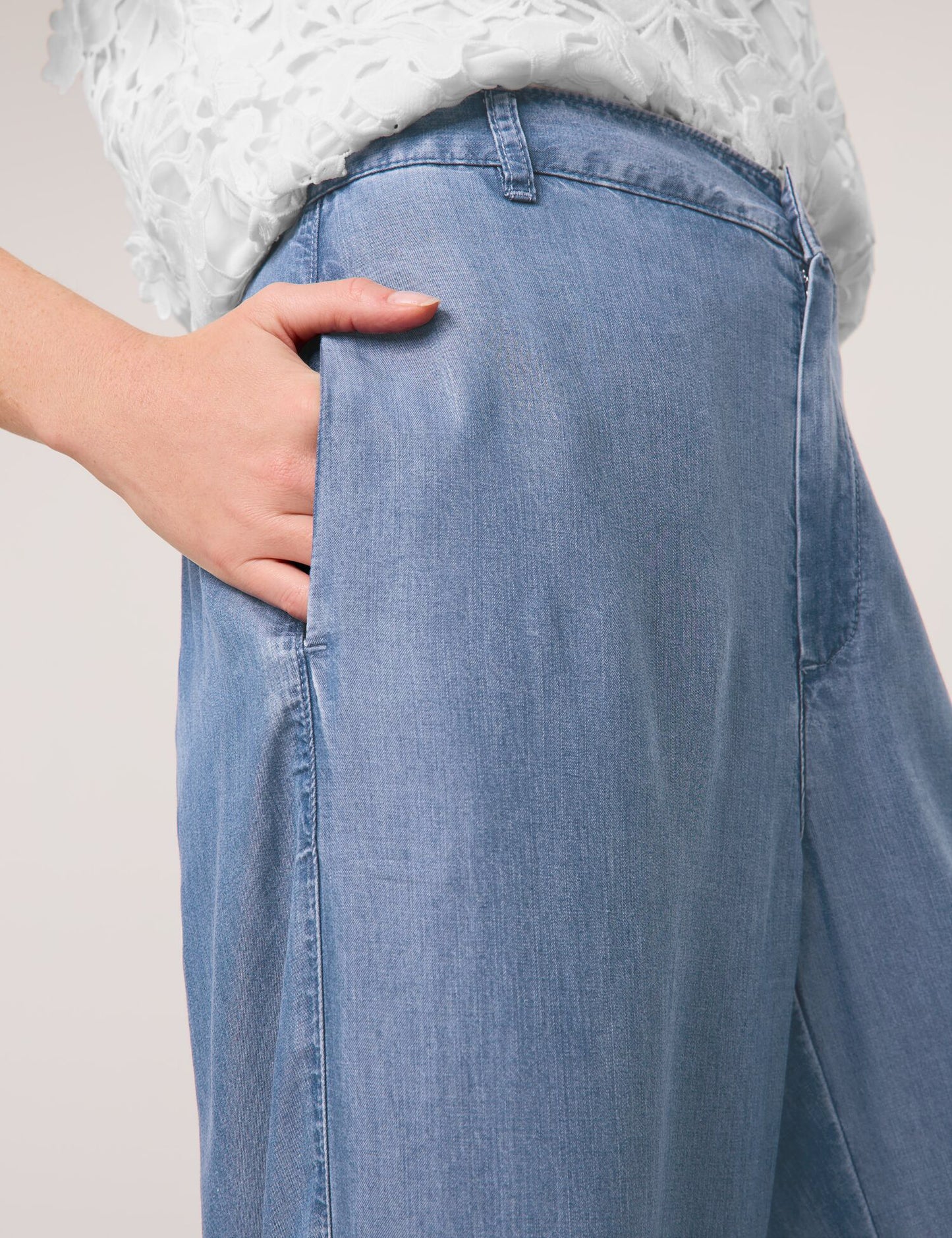 Weite Hose aus Lyocell in Jeans-Optik Palazzo