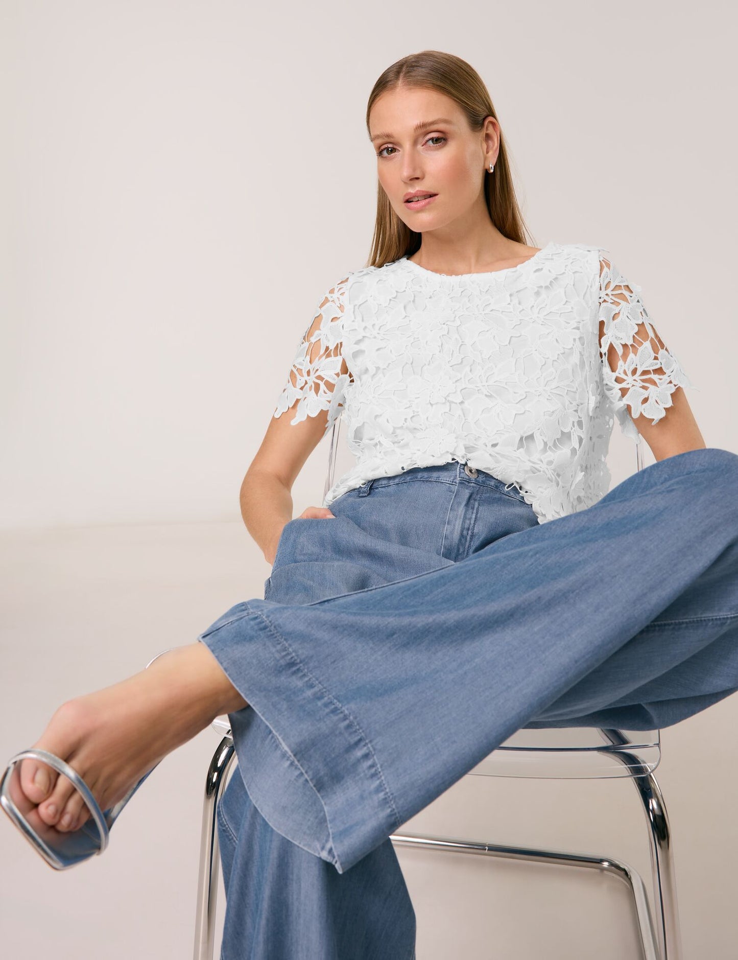 Weite Hose aus Lyocell in Jeans-Optik Palazzo