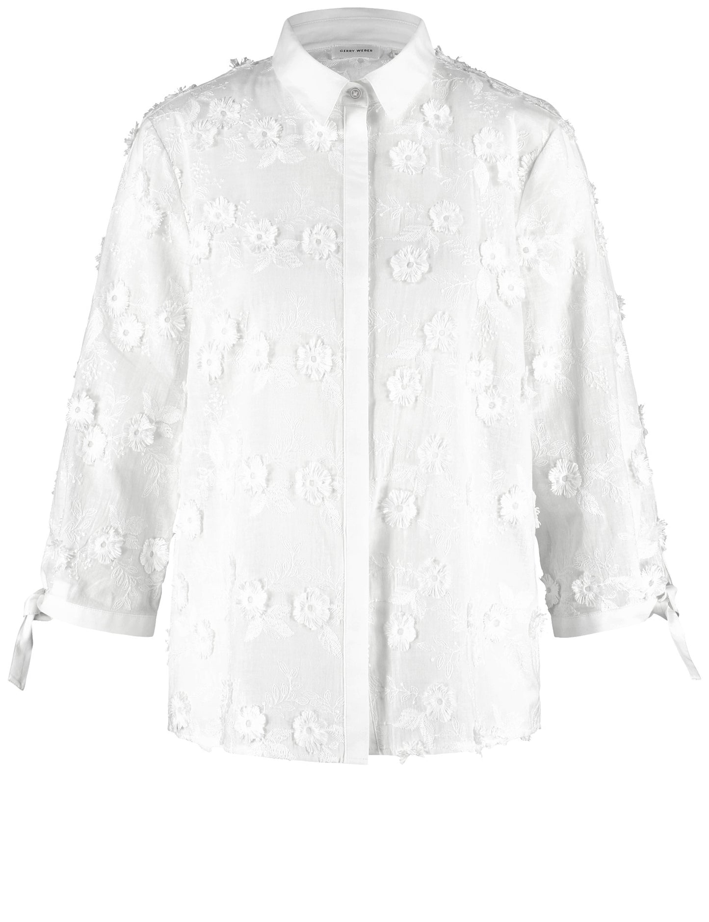 3/4 Arm Bluse mit 3D-Blumenapplikation