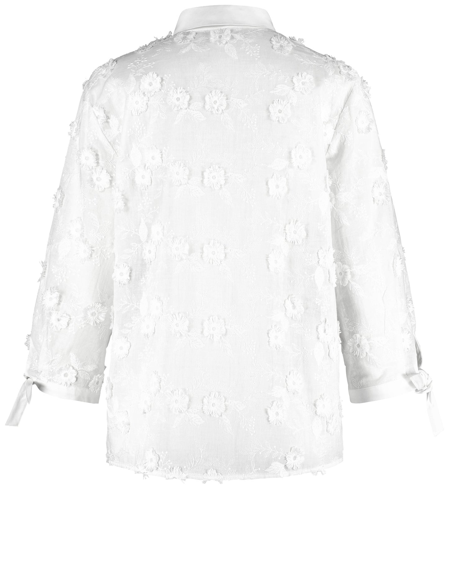 3/4 Arm Bluse mit 3D-Blumenapplikation