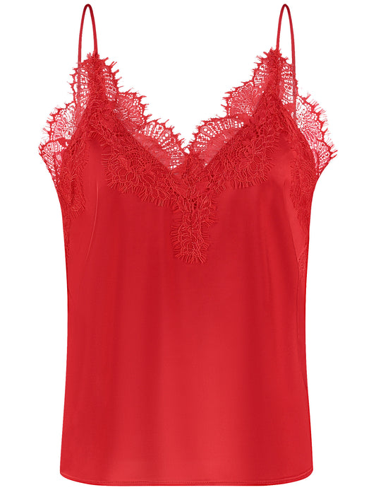 Satin-Top mit Spitze