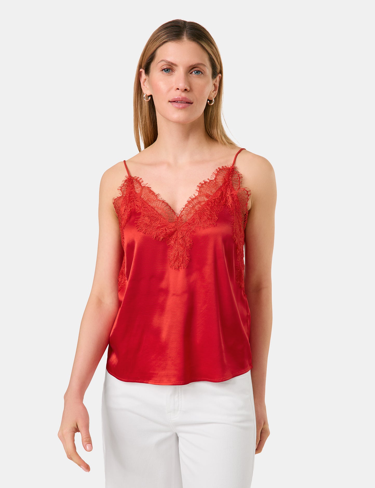 Satin-Top mit Spitze
