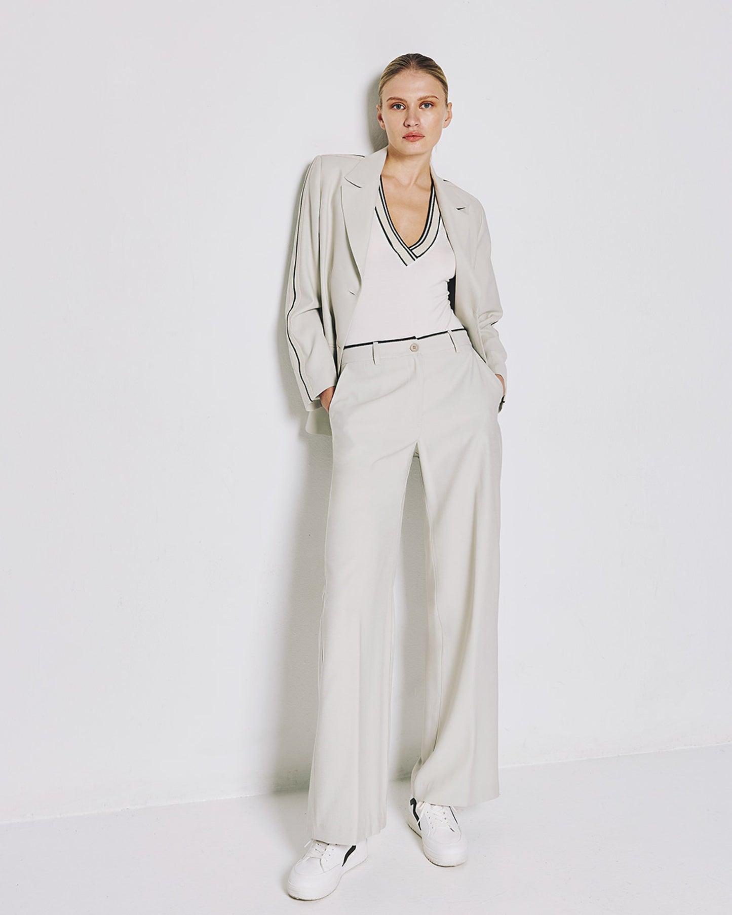 Pants with a detailed waistband