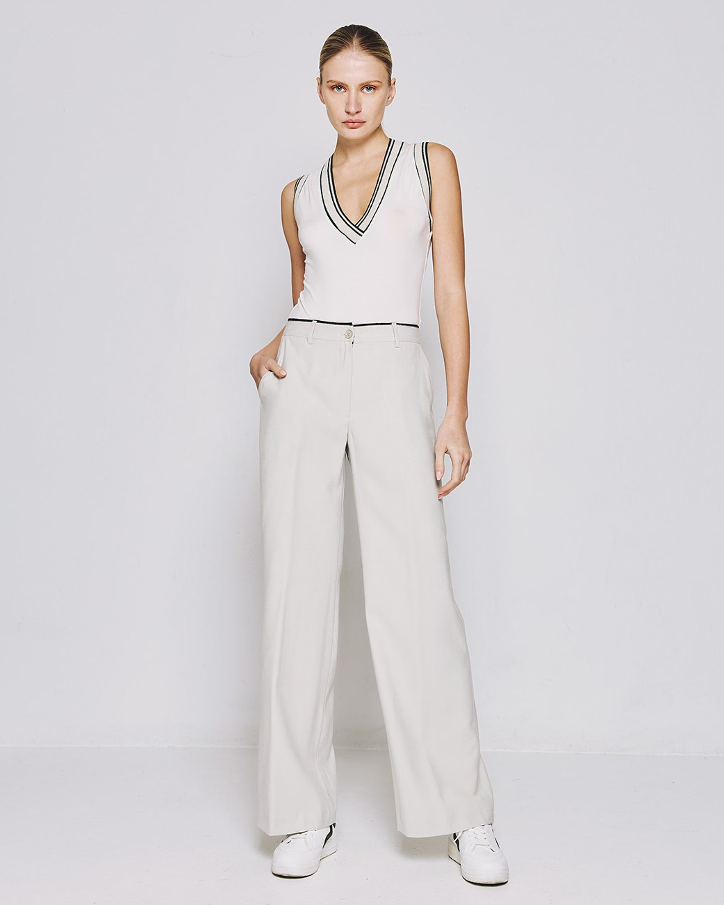 Pants with a detailed waistband