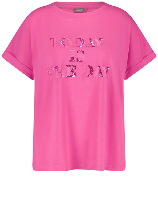 T-Shirt mit appliziertem Wording