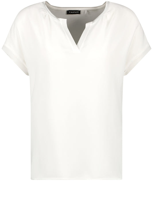 Blusenshirt mit Chiffon-Overlayer