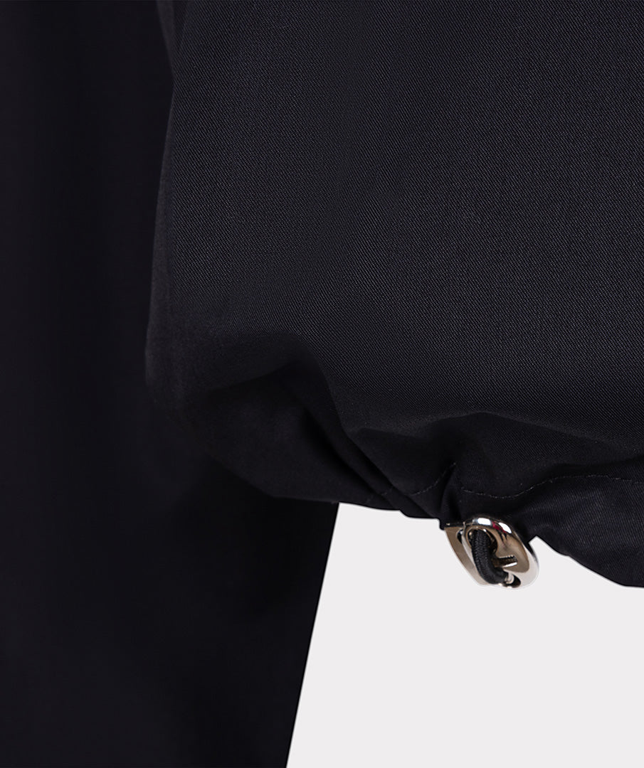 Blouse cropped drawstring poplin