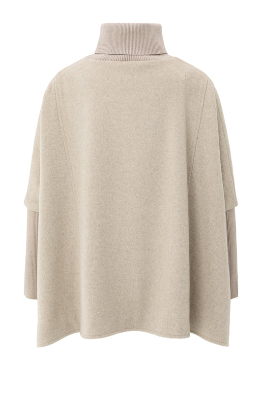 Wool mix poncho with ribbed sl