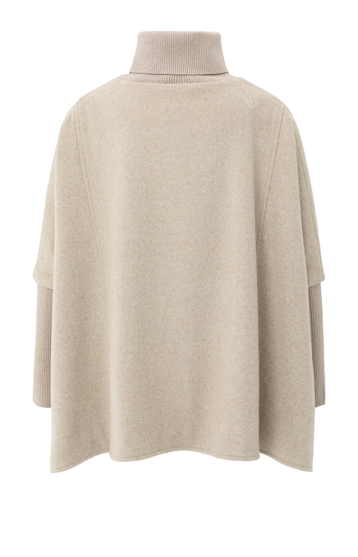 Wool mix poncho with ribbed sl