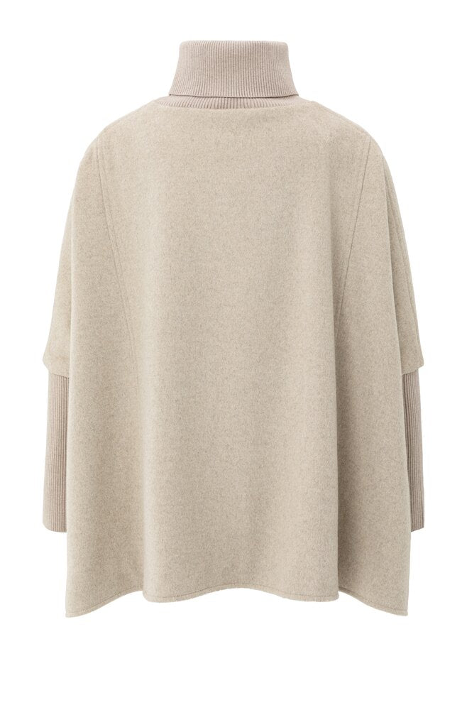 Wool mix poncho with ribbed sl