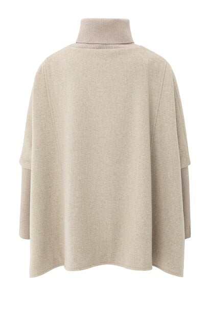 Wool mix poncho with ribbed sl