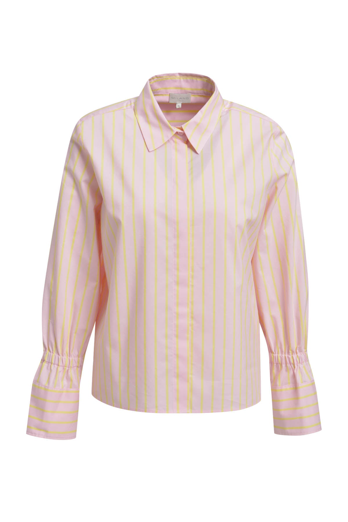 shirt blouse w/ elastic gathering above cuffs 1/1 sleeve