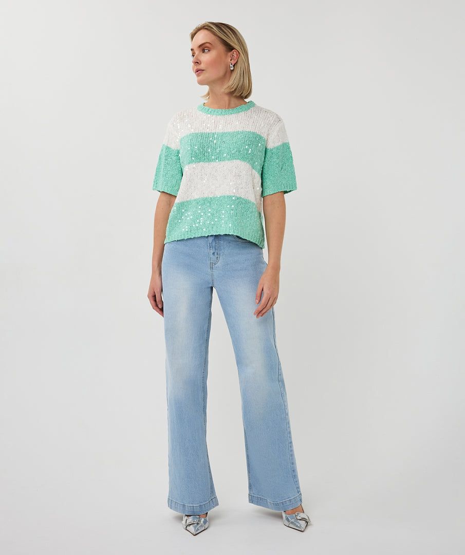 Sweater striped sequins