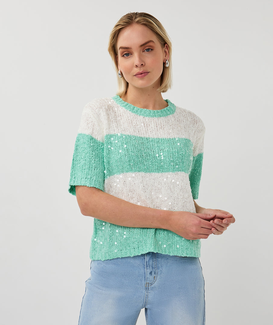 Sweater striped sequins