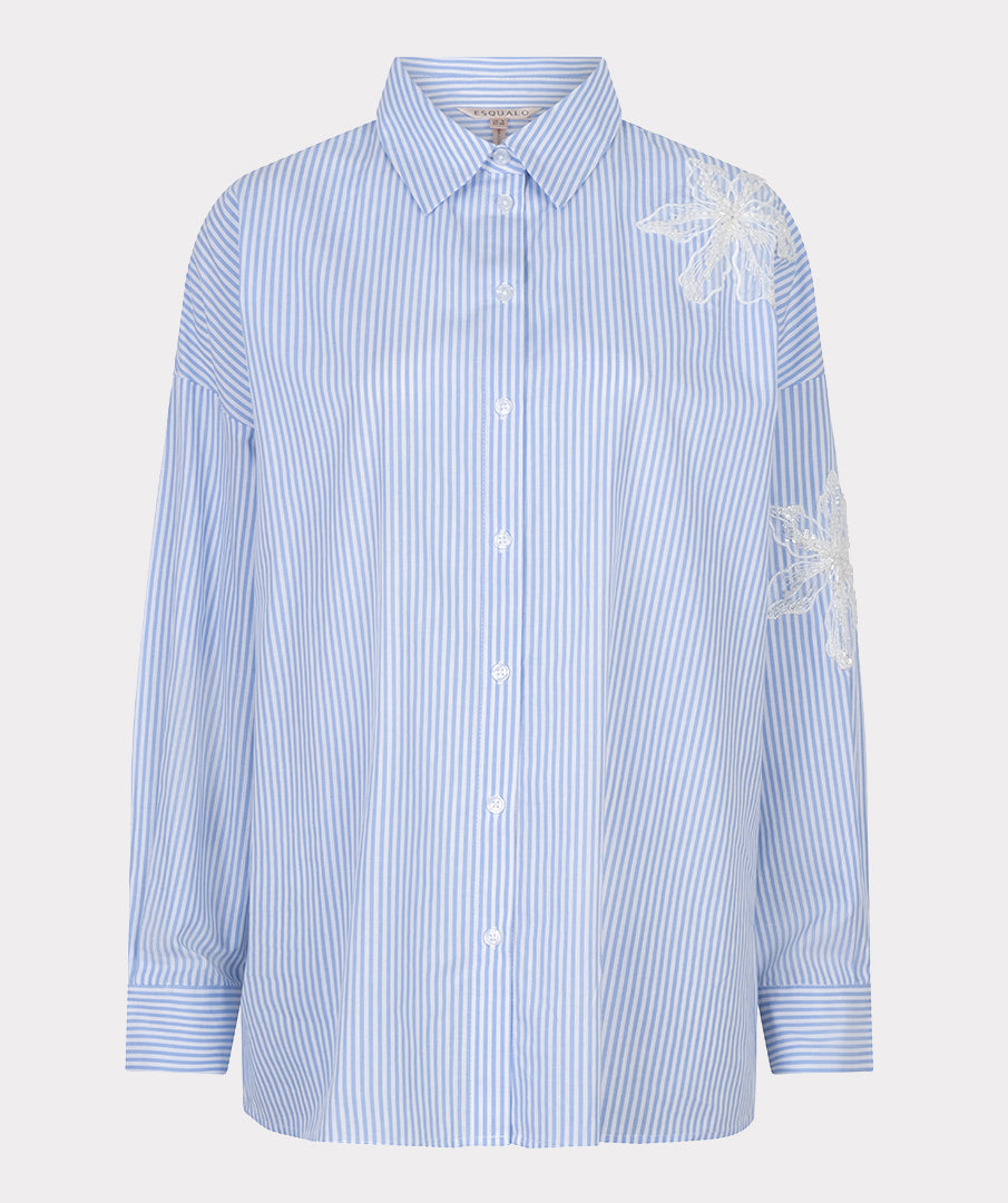 Blouse striped flower patch