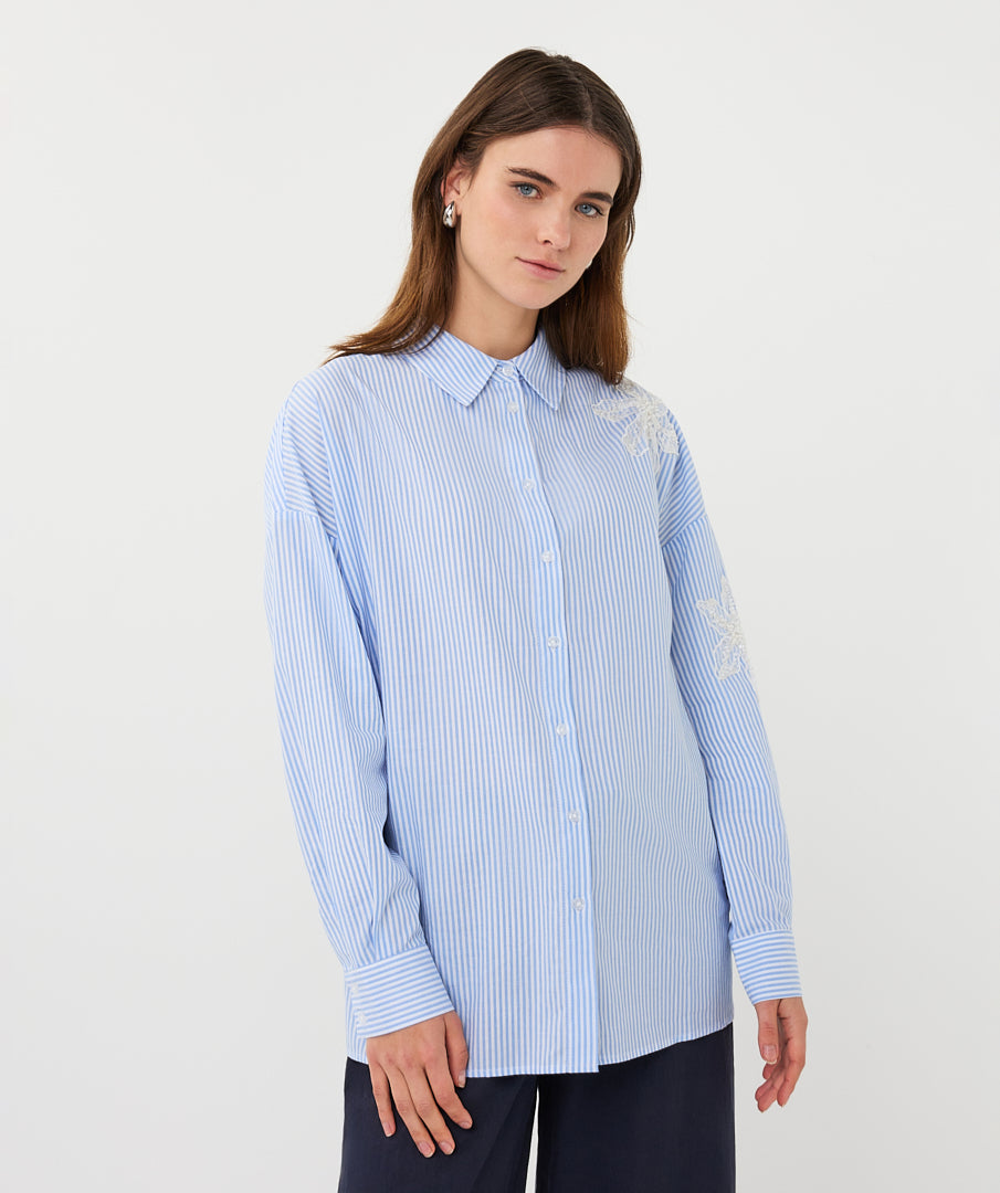 Blouse striped flower patch