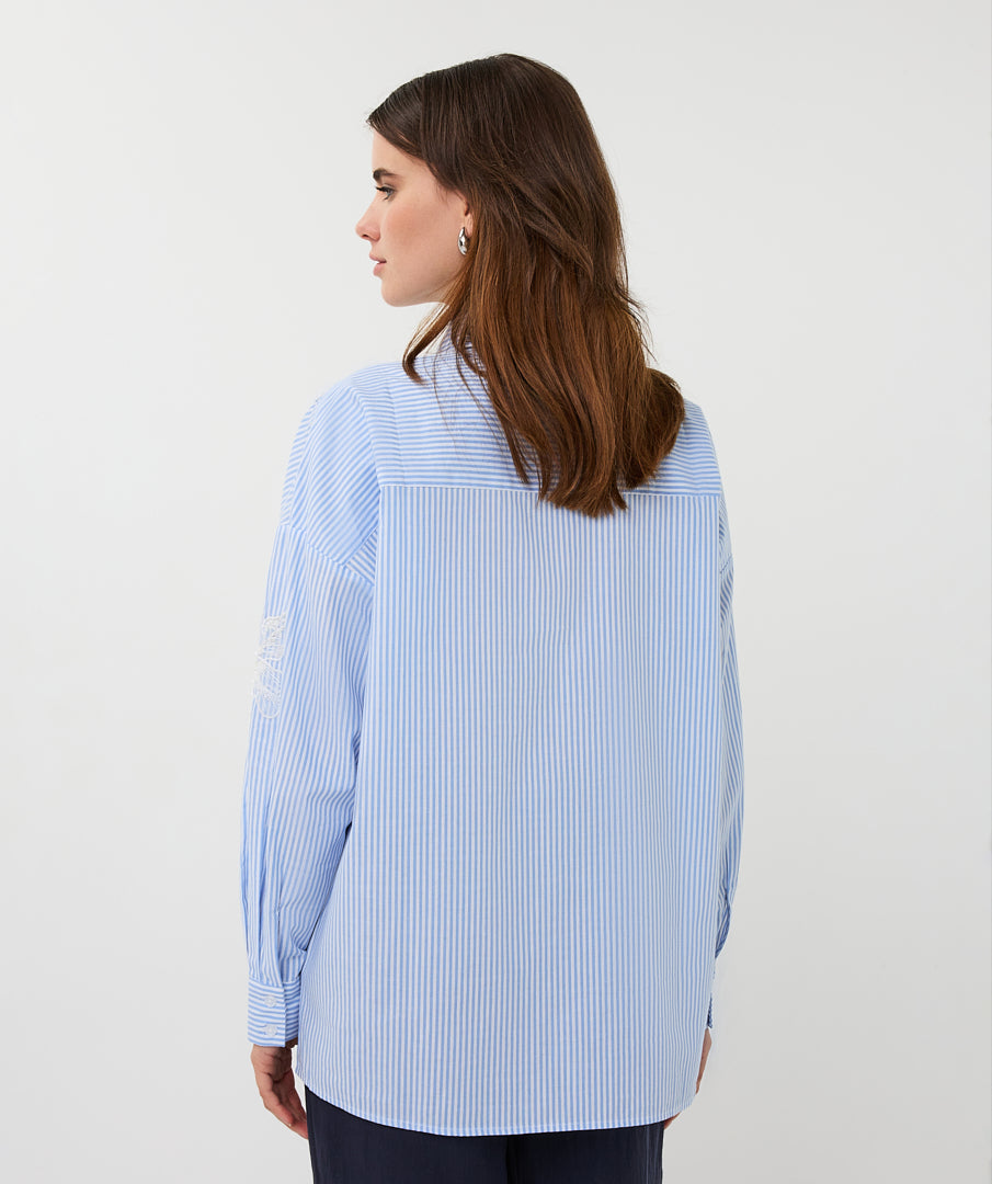 Blouse striped flower patch