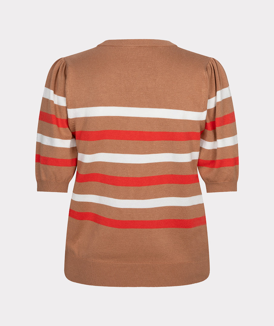 Sweater puff slve striped knit