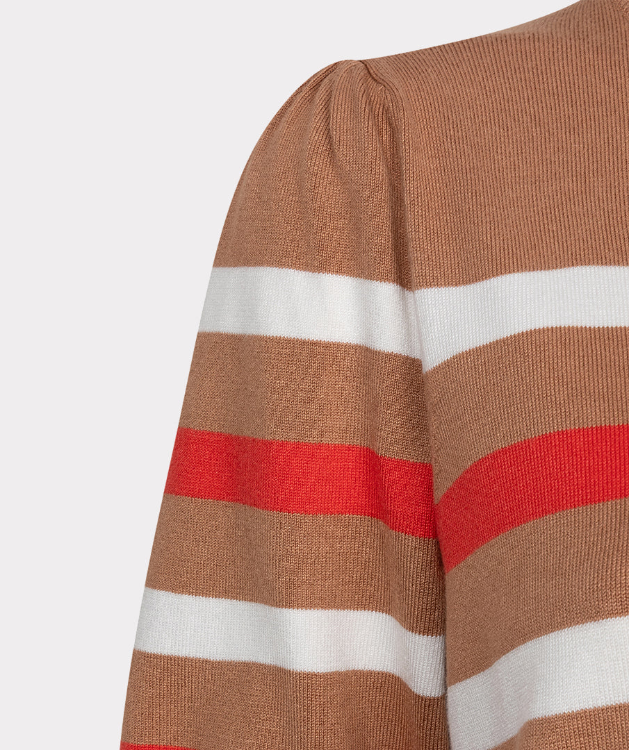 Sweater puff slve striped knit