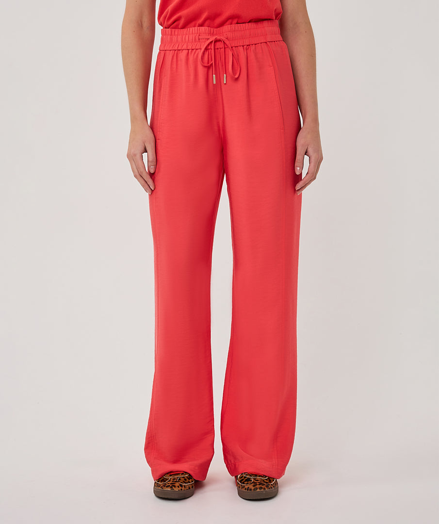 Trousers wide elastic waist slub