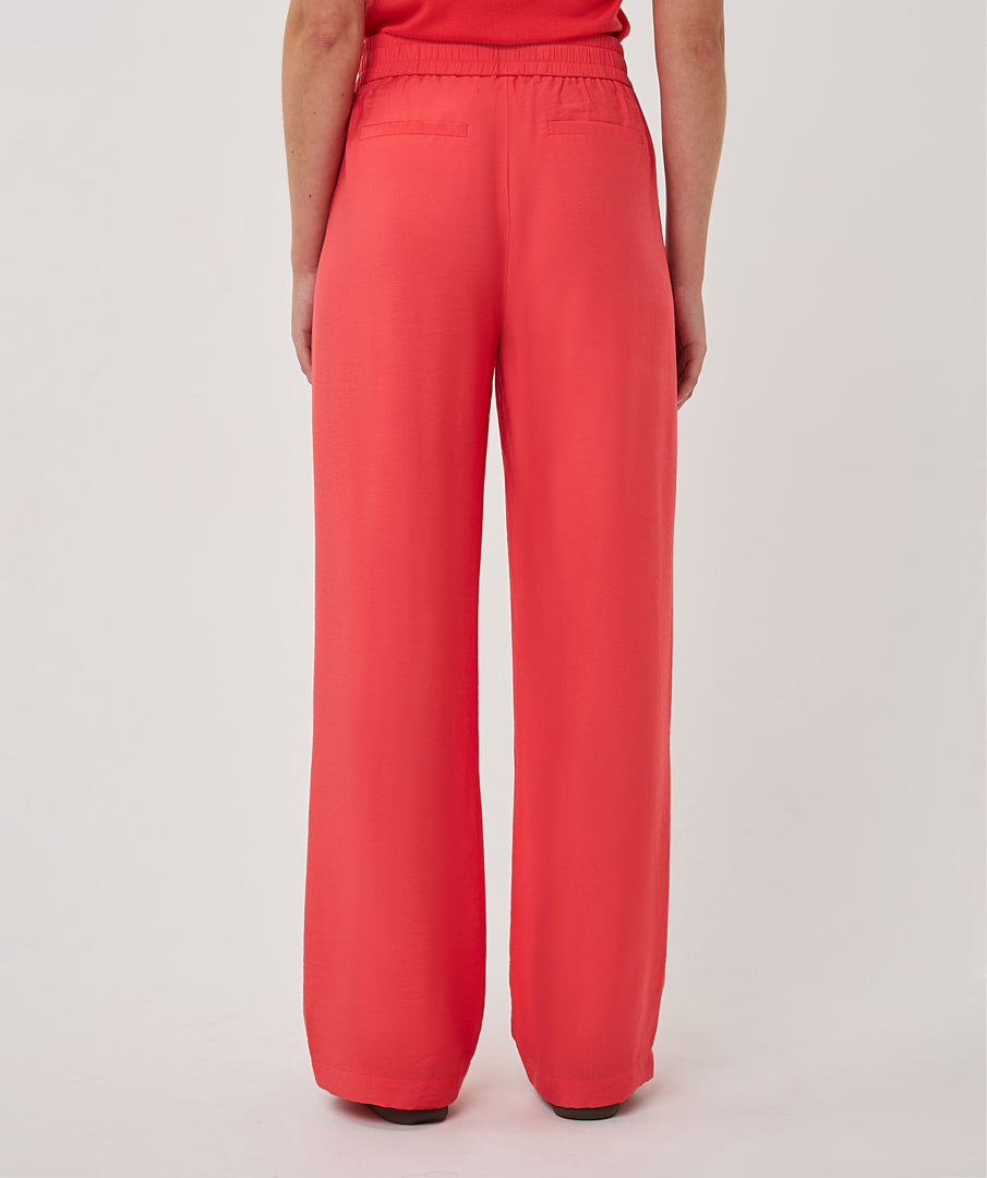 Trousers wide elastic waist slub