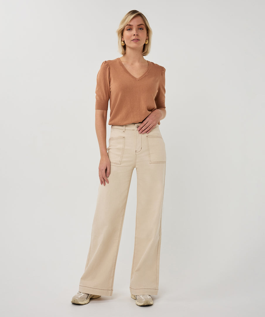 Trousers wide twill