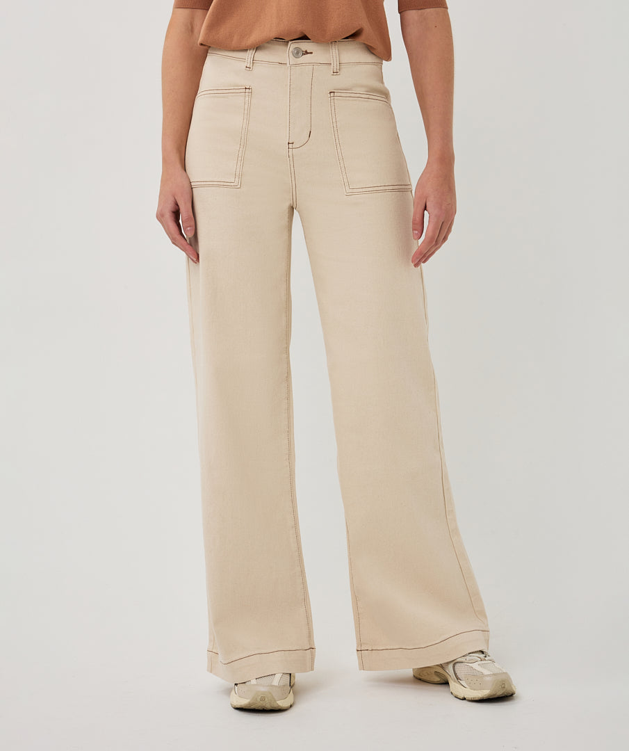 Trousers wide twill