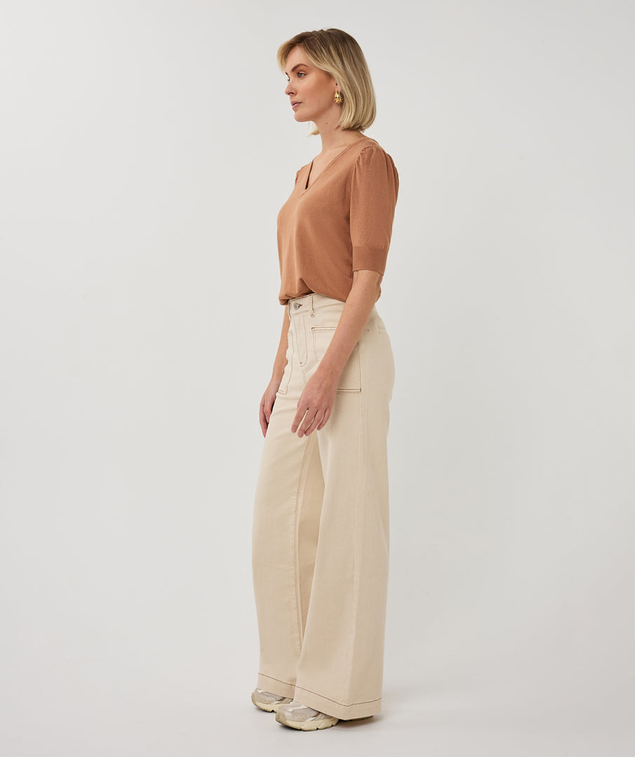 Trousers wide twill