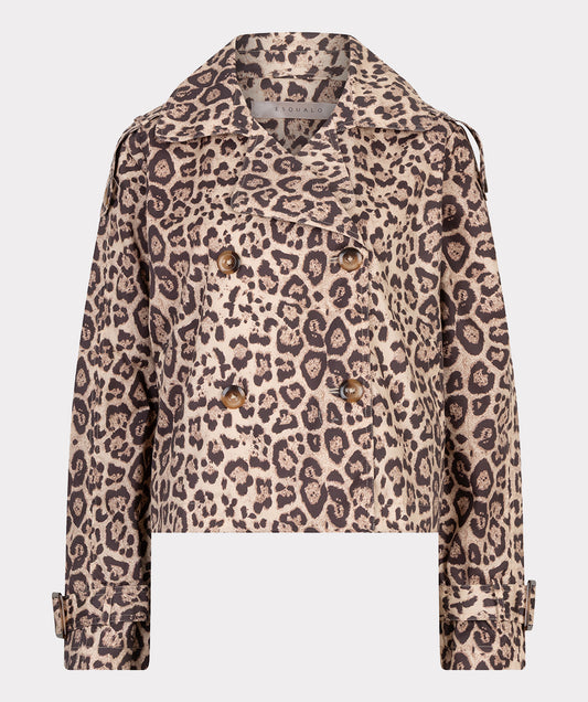 Coat trench short leopard