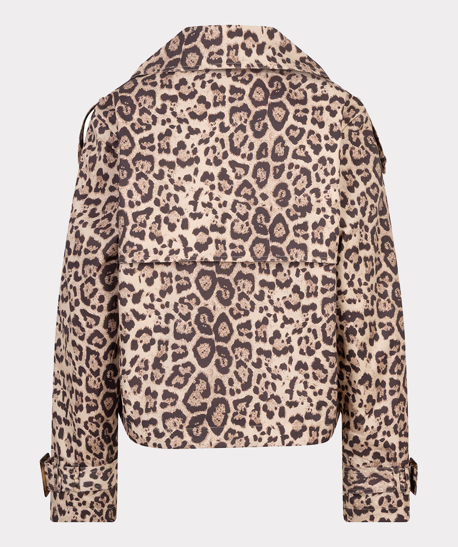 Coat trench short leopard