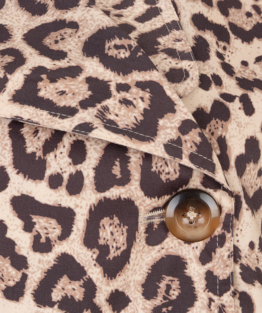 Coat trench short leopard