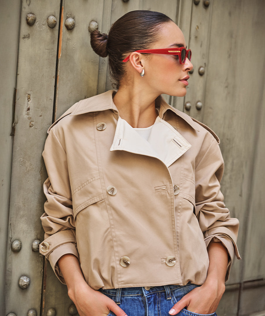 Coat trench short balloon
