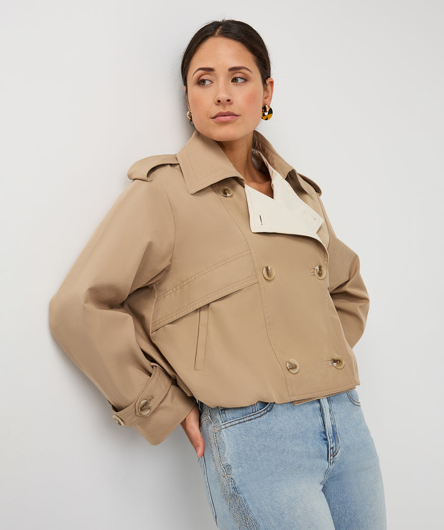 Coat trench short balloon