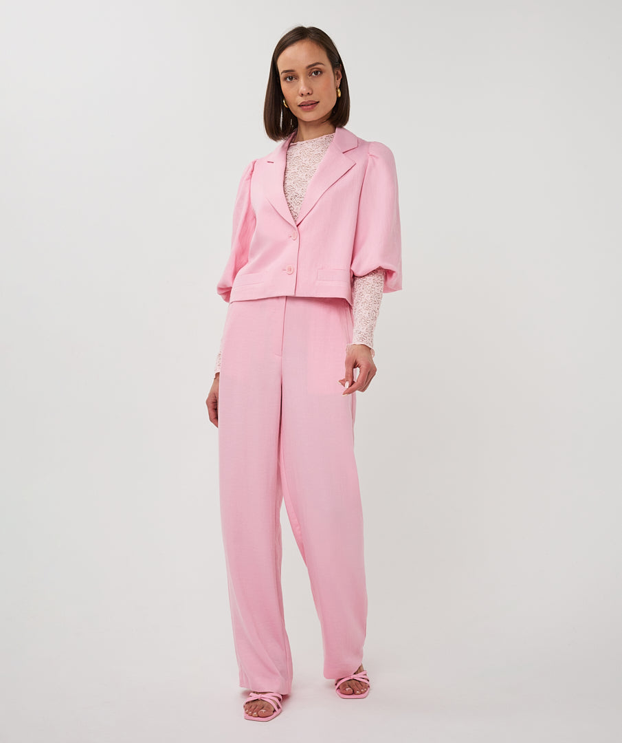 Blazer twill cropped puff slve