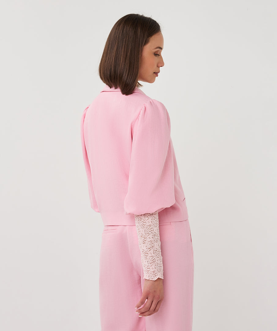 Blazer twill cropped puff slve