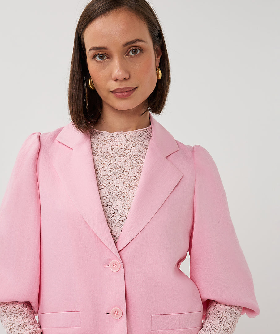 Blazer twill cropped puff slve