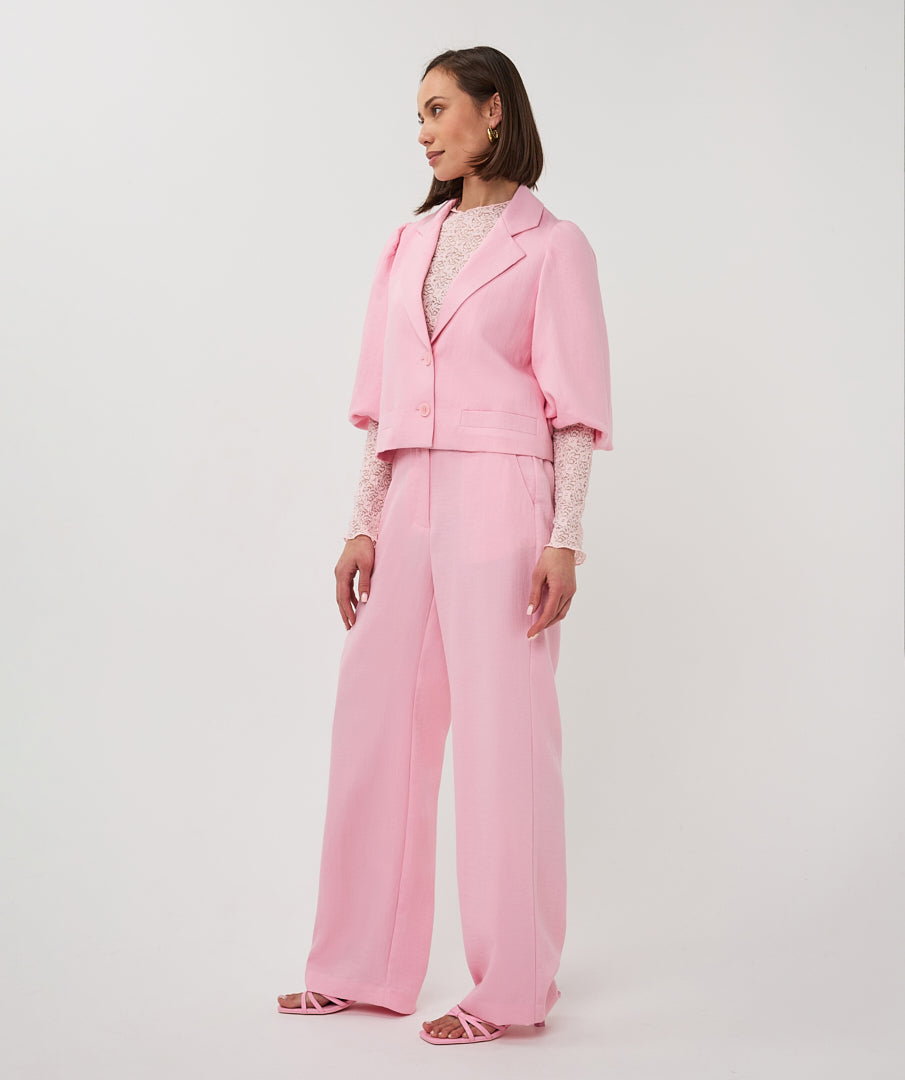 Blazer twill cropped puff slve