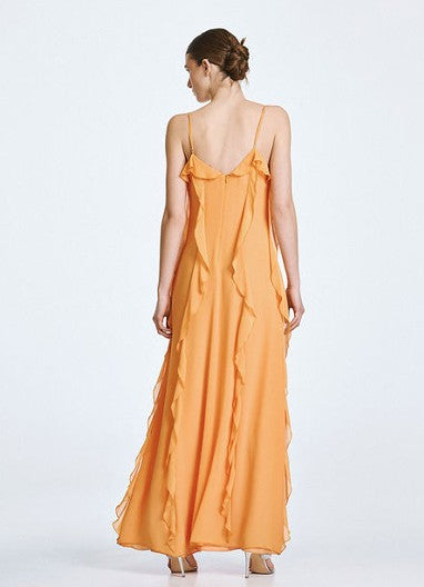 Maxi V-neck ruffle dress