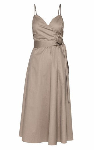 Midi wrap dress with straps