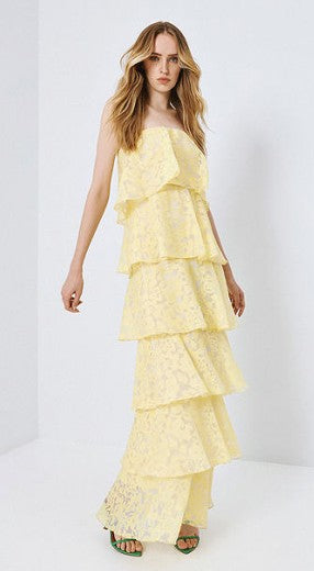 Maxi devore dress with ruffle detai
